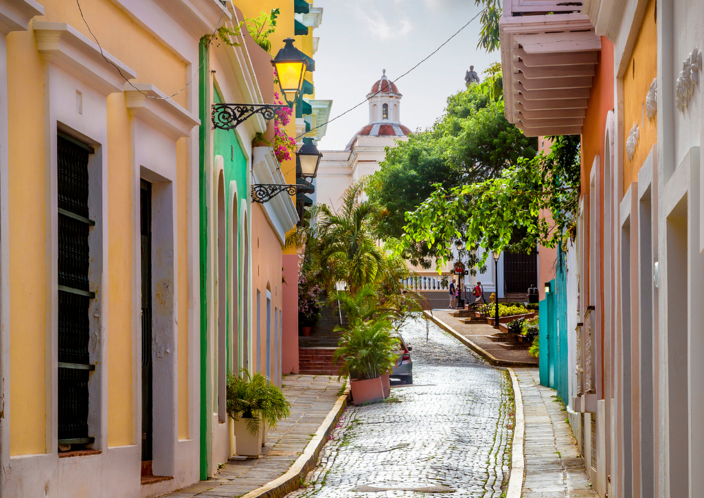 A scene from San Juan Puerto Rico with colorful buildings