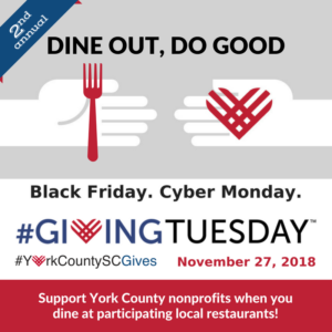 Dine Out Do Good flyer: Support York County nonprofits by dining at participating restaurants