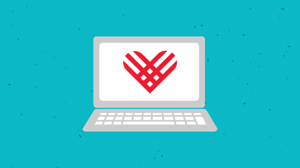illustration of a laptop with the GivingTuesday heart on it