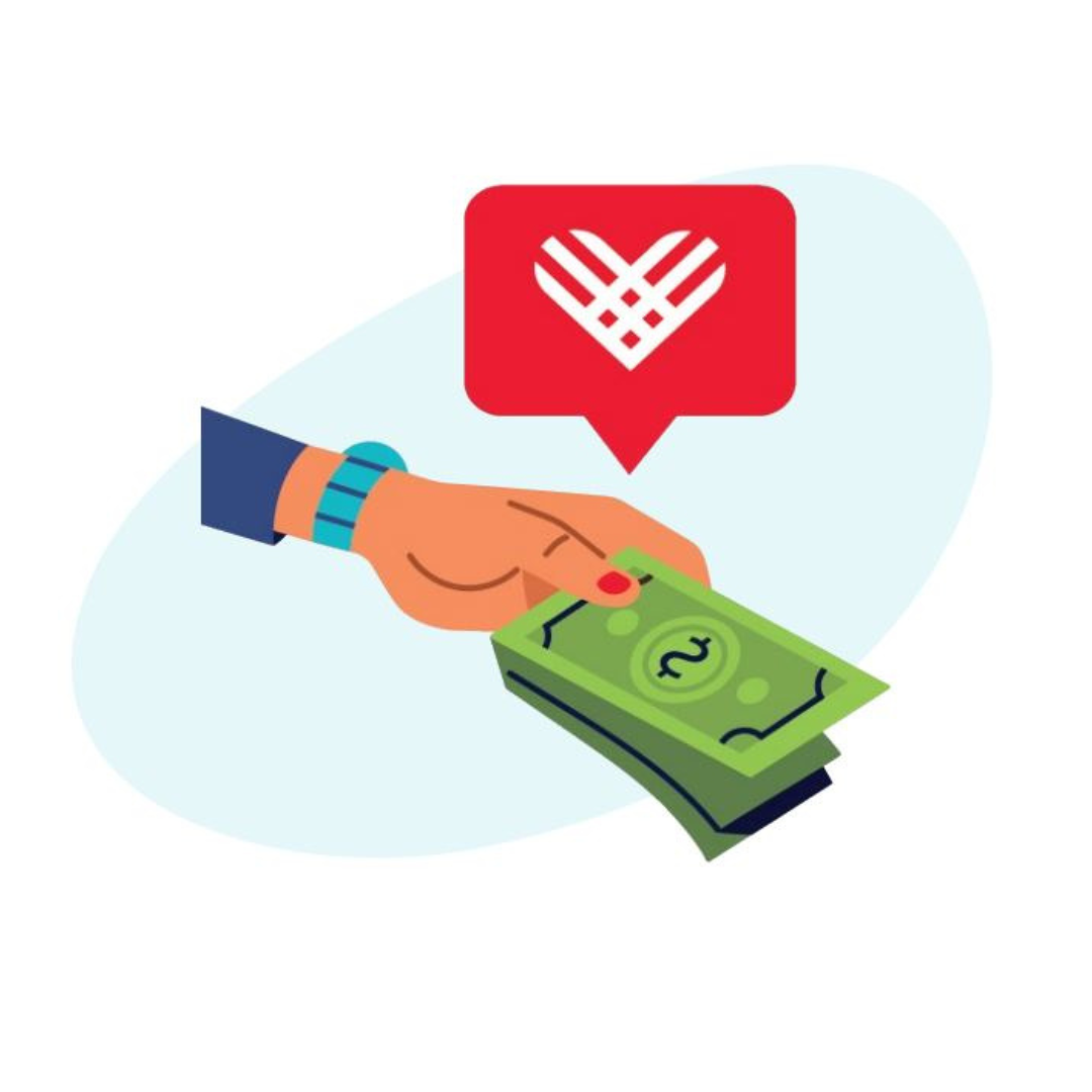 An illustration of a hand giving money