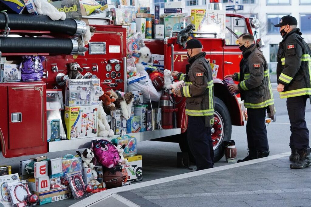 Toys on a fire truck